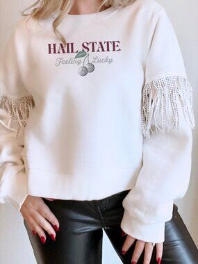 Mississippi State Cherry on Top Fringe Pullover